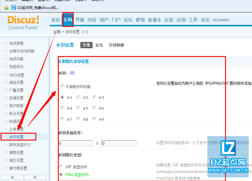 Discuz门户文章水印设置教程
